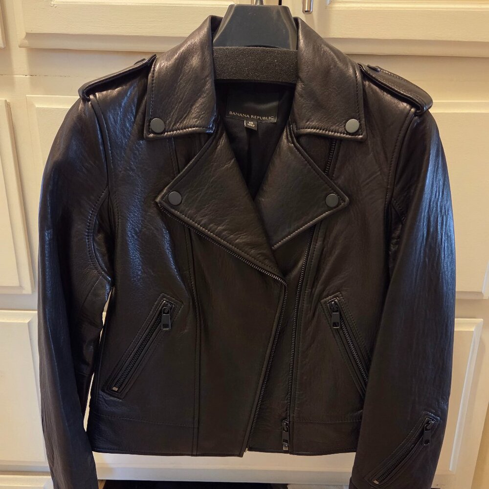 Banana Republic BlackLeather Moto Jacket Xs